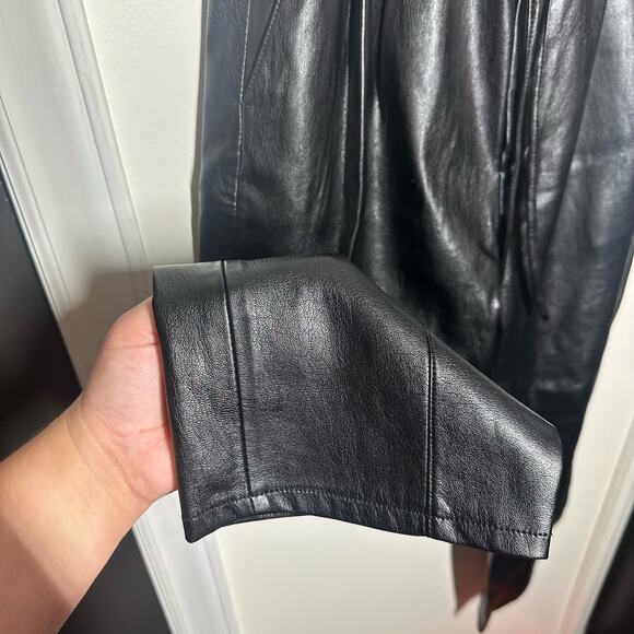 Zara Women's Black Faux Leather The Weekend Drawstring Pants Size Small - Picture 6 of 16